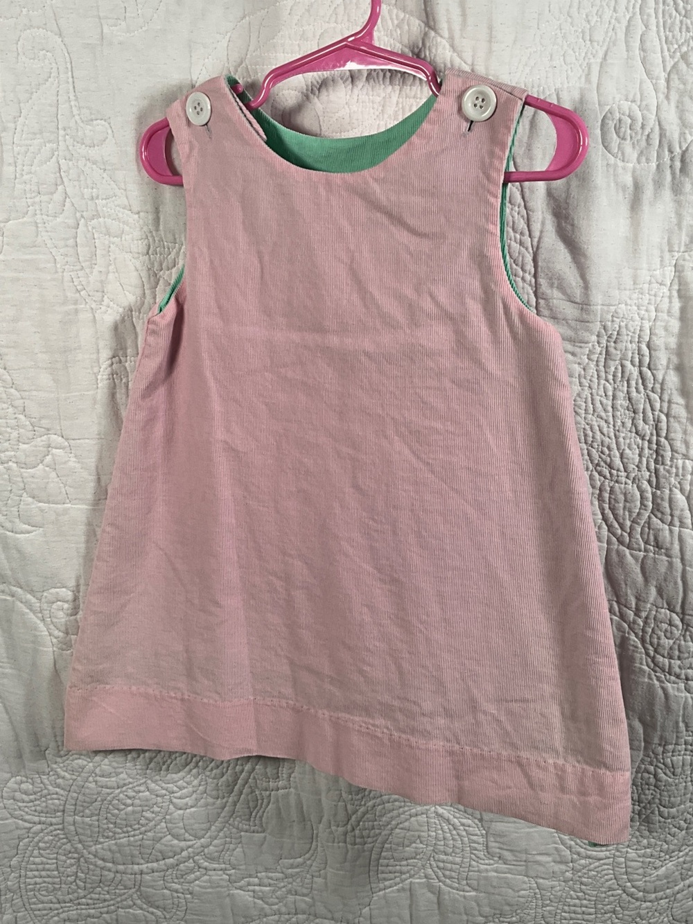 Girls Reversible Pink & Mint Sleeveless Jumper Dress